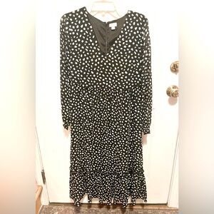 J.Crew v-neck abstract dot maxi dress with ruffle hem